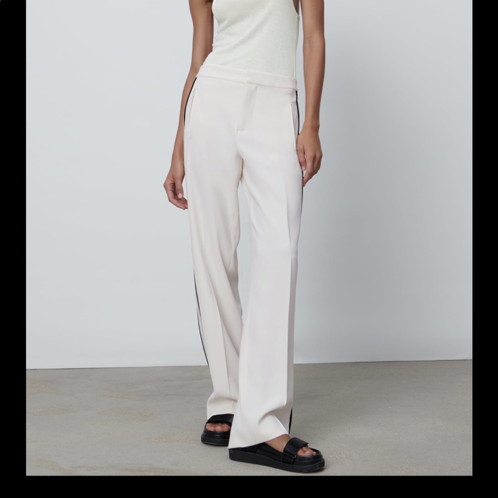 Zara white Tuxedo Pant w/ black side stripe XS